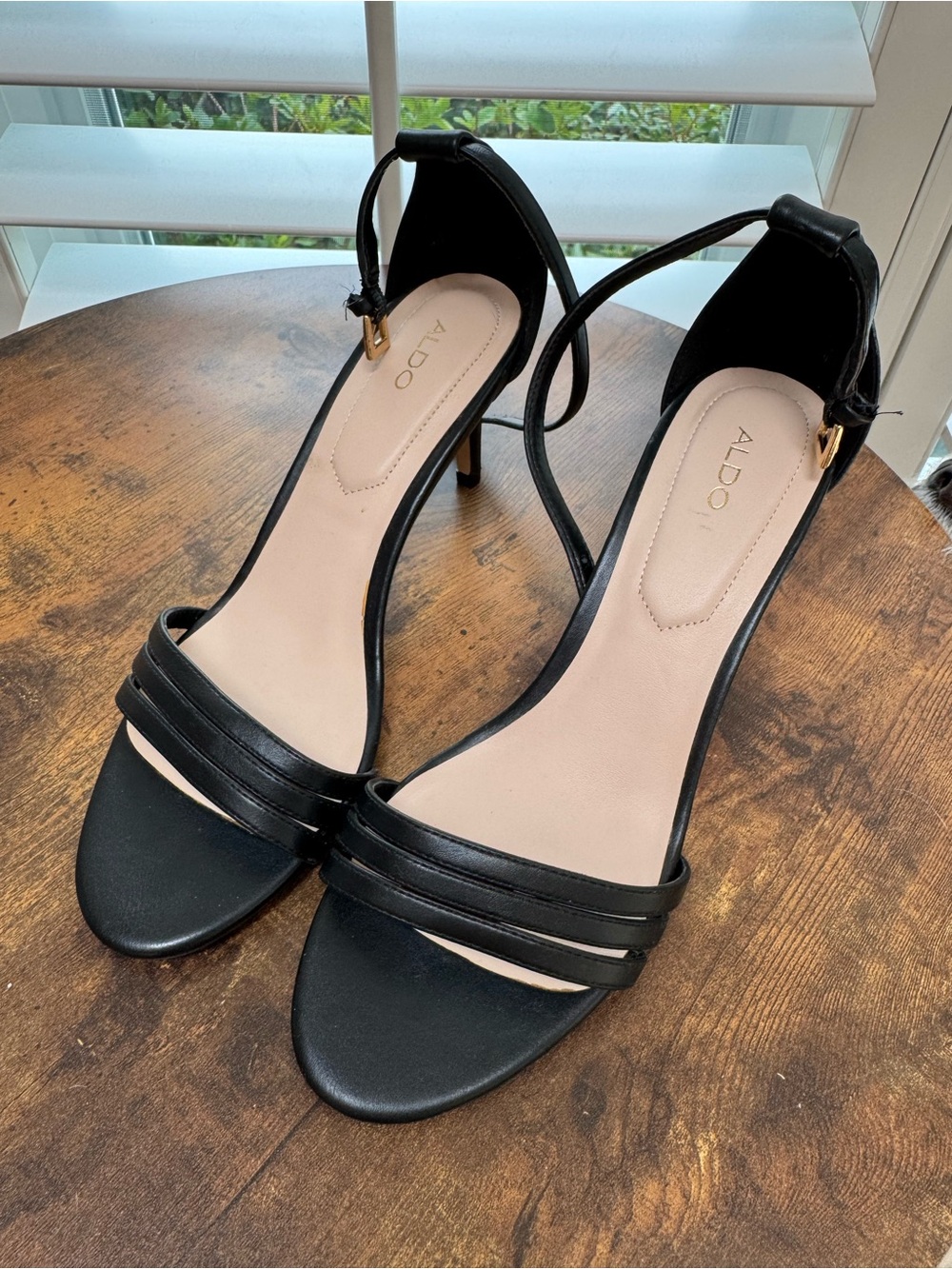 ALDO Black Open-Toe Ankle-Strap Stiletto Heels